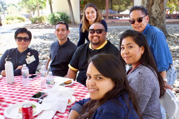 Stella Gengania-Dina, Hector Romero, Cynthia Montiel, Adrian Yabut, Ana Campos (in front), Olivia Tigre, and Ronald Wong from Stanford Medicine